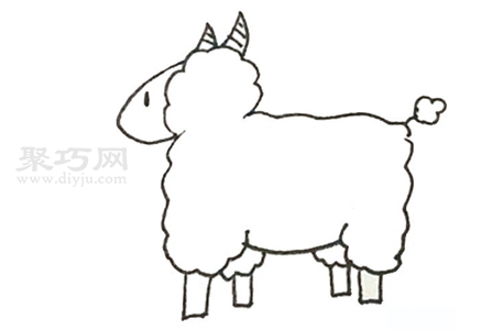 6步画绵羊画法 来学绵羊简笔画