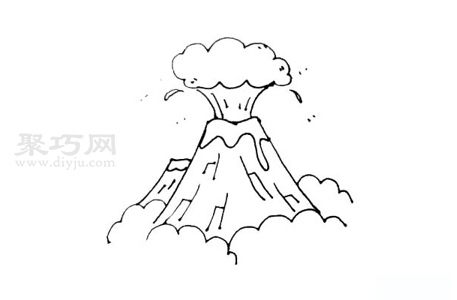小朋友画火山喷发怎么画火山喷发简笔画教程