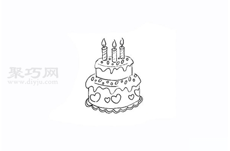 怎么画双层生日蛋糕简笔画？