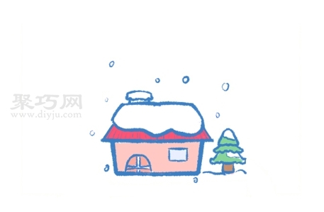 下雪的简笔画 彩色图片