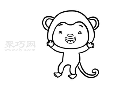 小猴子画法步骤图解 来学小猴子简笔画