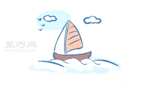 海面上的帆船如何画才好看 来看海面上的帆船简笔画画法