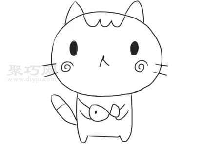 卡通猫咪画法图解 一起来学卡通猫咪简笔画