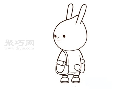 怎么画背书包的小兔子简笔画