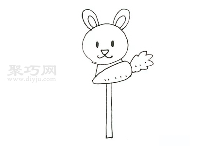 儿童画兔子棒棒糖简笔画