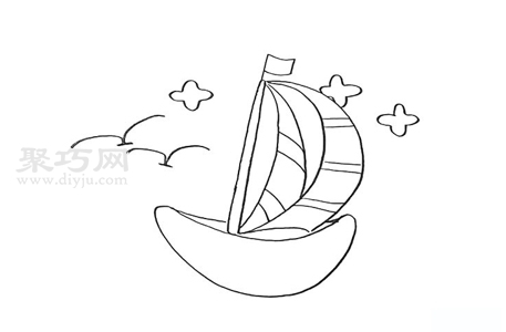 怎么画帆船好看又简单 帆船简笔画步骤