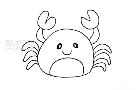 5步怎么画小螃蟹 来学小螃蟹简笔画画法