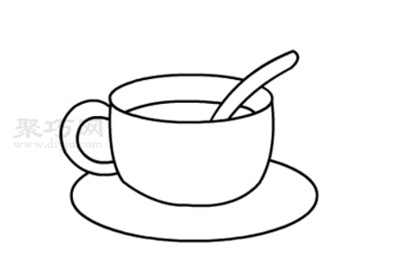 咖啡杯画法步骤图解 来学咖啡杯简笔画