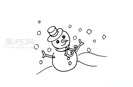 雪地里的雪人画法教程 来学雪地里的雪人简笔画