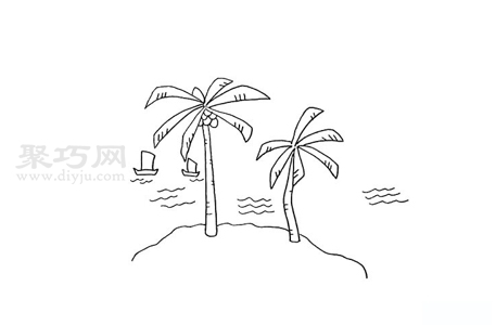 怎么画椰岛简单又漂亮 来学椰岛简笔画画法