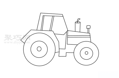 拖拉机怎么画简单图片
