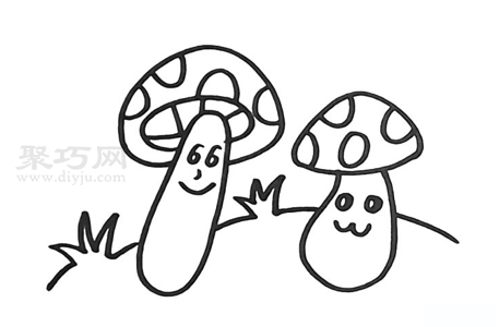 蘑菇画法步骤图解 一起来学蘑菇简笔画