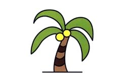 沙滩椰子树画法 一起来学沙滩椰子树简笔画