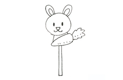 儿童画兔子棒棒糖简笔画