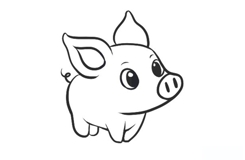 小猪画法图解 一起来学小猪简笔画