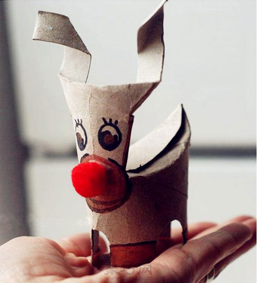 卫生纸筒变废为宝可爱的圣诞驯鹿