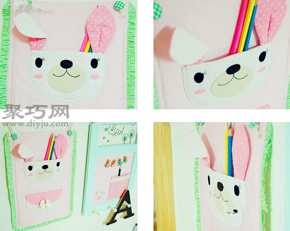 教你怎样制作挂式收纳袋 DIY卡通兔子收纳挂袋教程