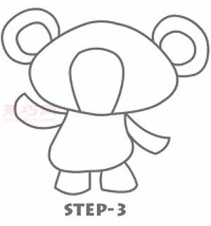 可爱小熊简笔画第4步