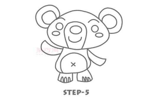 可爱小熊简笔画第6步