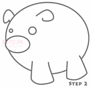 小猪简笔画第3步