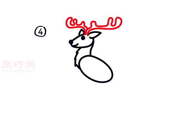 圣诞节驯鹿简笔画第4步