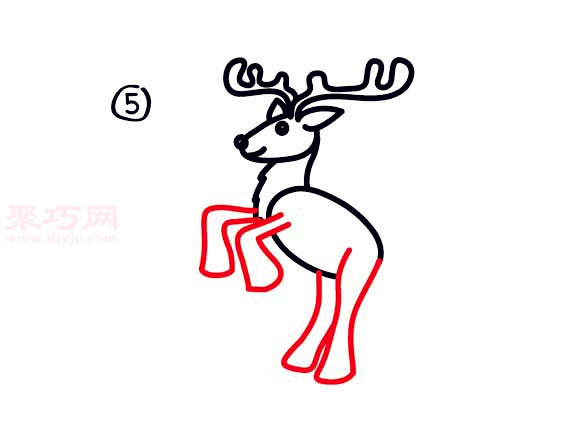 圣诞节驯鹿简笔画第5步