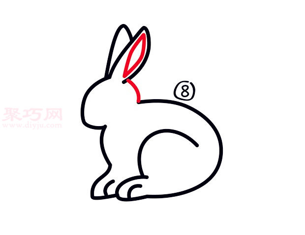 大白兔简笔画第8步