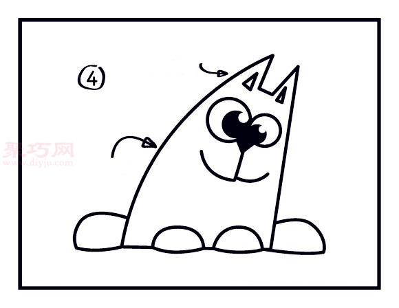 小猫简笔画第4步