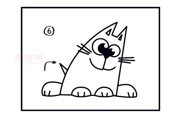 小猫简笔画第6步