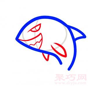 大鲨鱼简笔画第3步