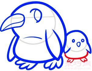 企鹅妈妈和宝宝简笔画第6步