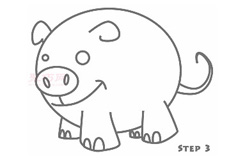 儿童简笔画小猪的画法 教你如何画小猪简笔画