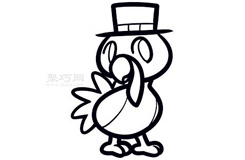 简易画戴礼帽的火鸡的步骤 画戴礼帽的火鸡的简笔画图片