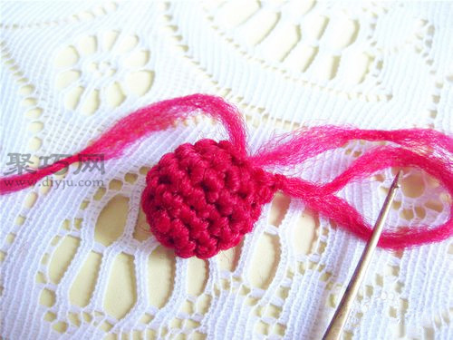 毛线编织水果教程之毛线手工编织樱桃