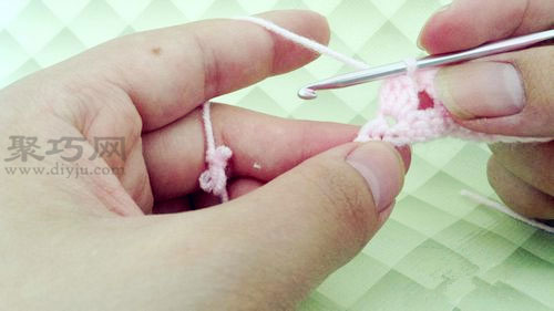 简单钩针编织针法：枣形针的钩法图解