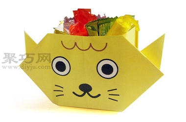 小猫糖果盒折纸教程图解 来学如何折纸小猫糖果盒