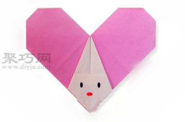 心形小兔子折纸教程图解 来学如何折纸心形小兔子