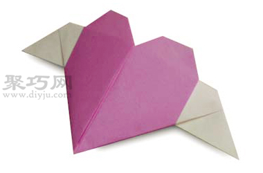 手工折纸带翅膀的心教程 带翅膀的心的折法图解
