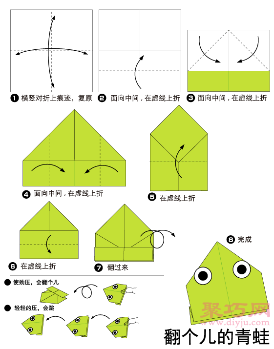 手工折纸大眼青蛙步骤图解 折纸大眼青蛙的折法
