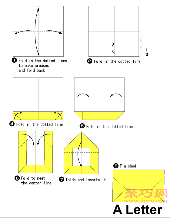 手工折纸简单信封步骤图解折纸简单信封的折法