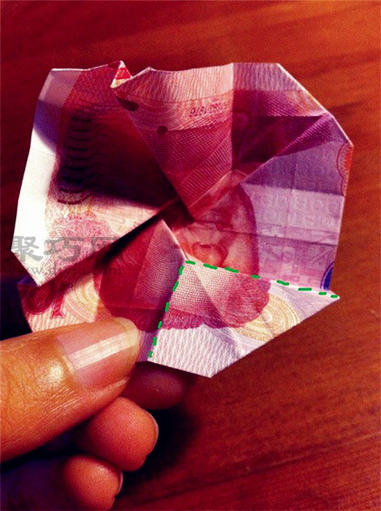 人民币折玫瑰花图解教程