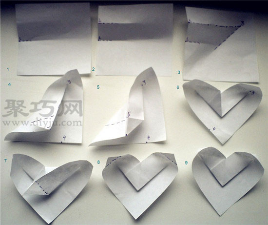 纸折心形收纳盒教程