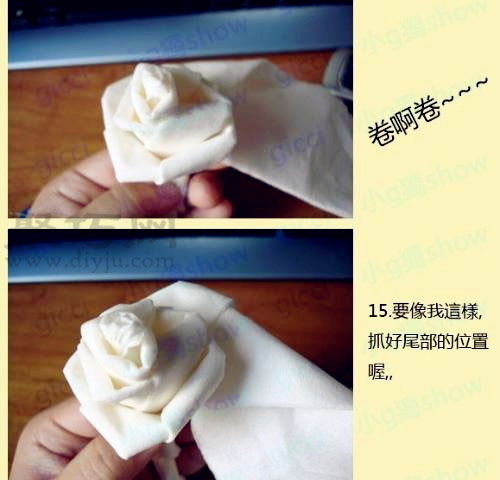 纸巾叠玫瑰花的步骤图图片