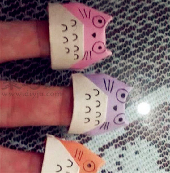 龙猫手指套折纸图解 DIY手工折纸手指套教程
