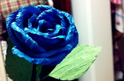蓝色玫瑰花的折法图解 用皱纹纸折蓝玫瑰花教程
