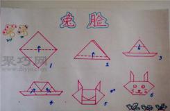 幼儿园中班折纸教案:折纸兔子脸 兔脸的折法