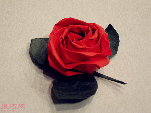 3D立体折纸红色玫瑰花