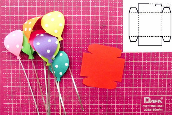 彩色卡纸手工制作气球立体贺卡教程