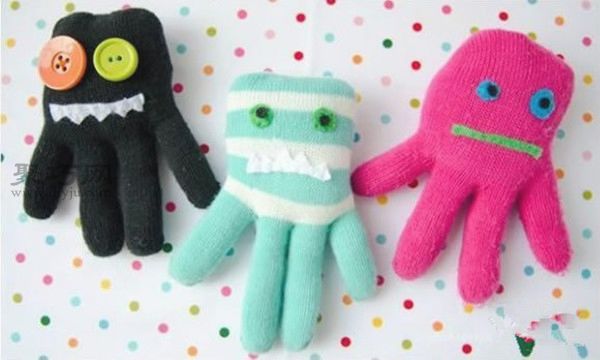 旧儿童毛线手套改造可爱的小章鱼布艺玩偶教程