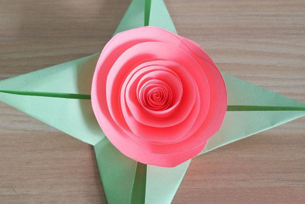 简单玫瑰花的折纸步骤图解